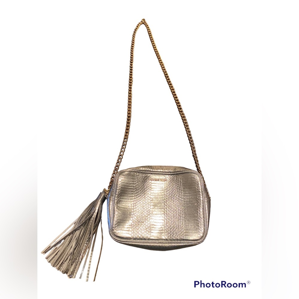 Victoria Secret~
Silver Metallic Reptile Crossbody
Gold Chain 
NWOT - Picture 2 of 15